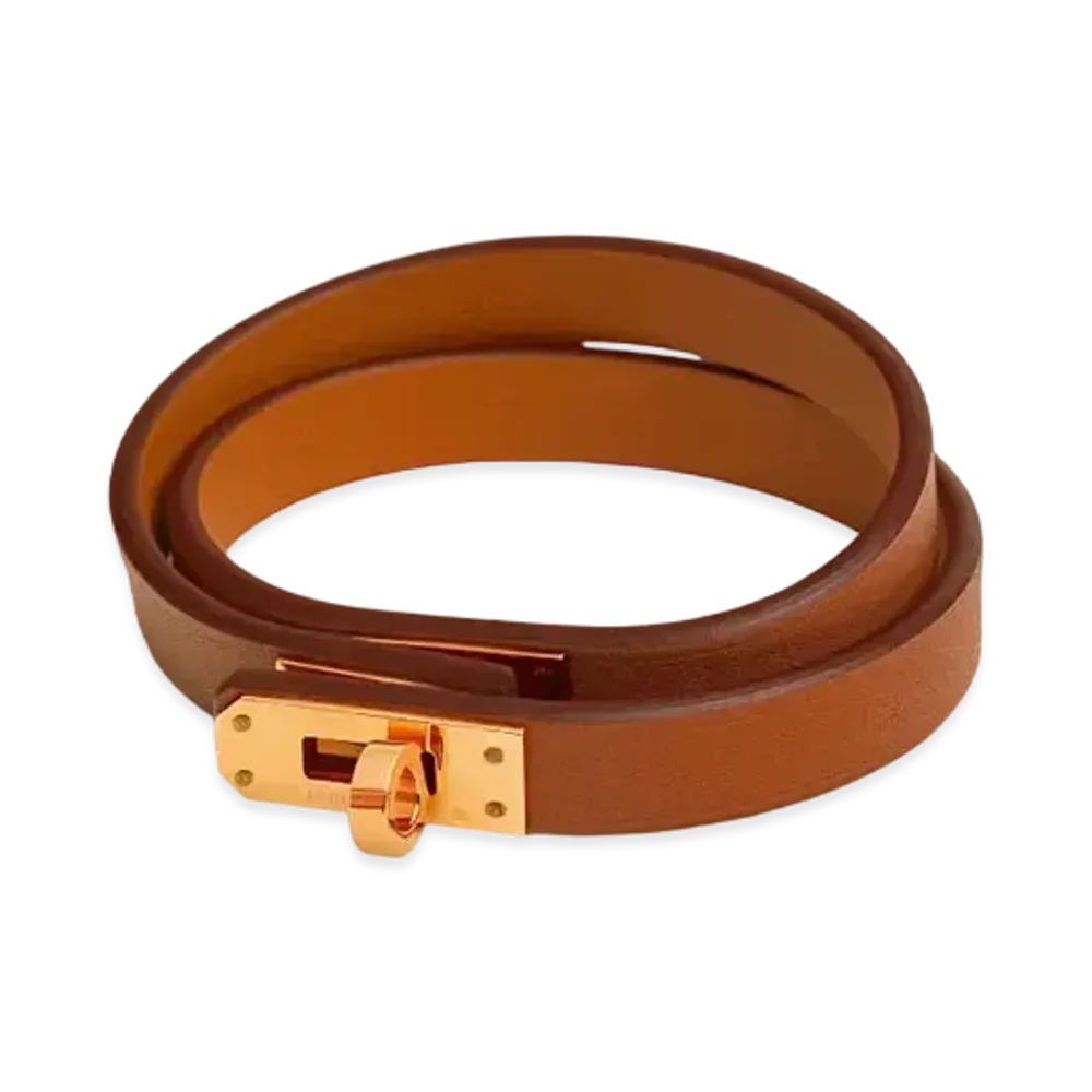 Hermes Mini Kelly Double Tour Bracelet Swift "Gold/Gold"