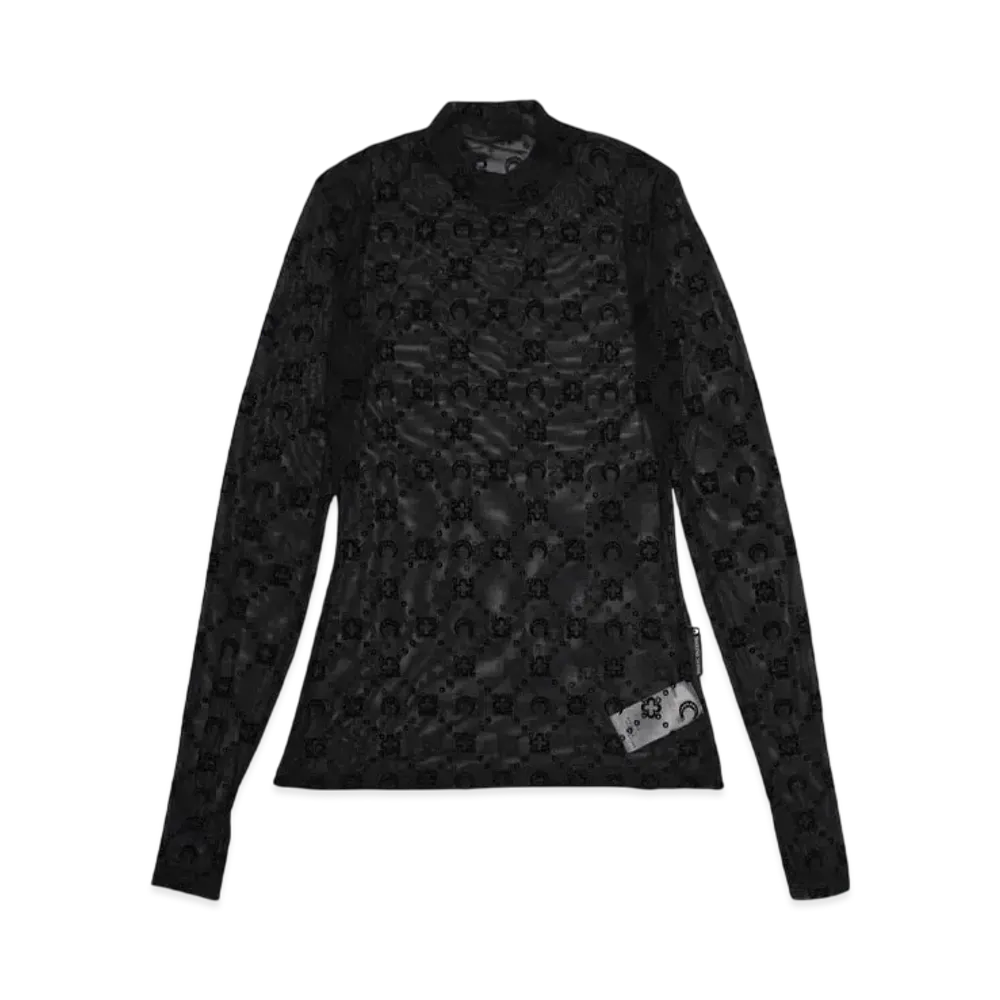 Marine serre MOONOGRAM MESH FLOCK SECOND SKIN HIGHNECK TOP "BLACK"