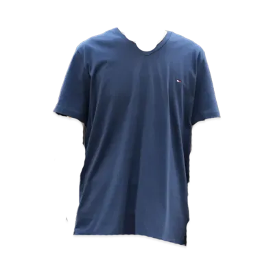TOMMY HILFIGER V Neck Cotton Stretch Tee "Navy"
