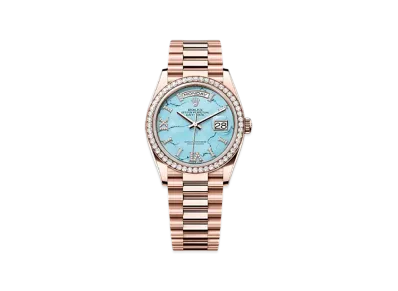 ROLEX Day-Date 36mm Everose Gold Diamond 128345RBR "Turquoise"