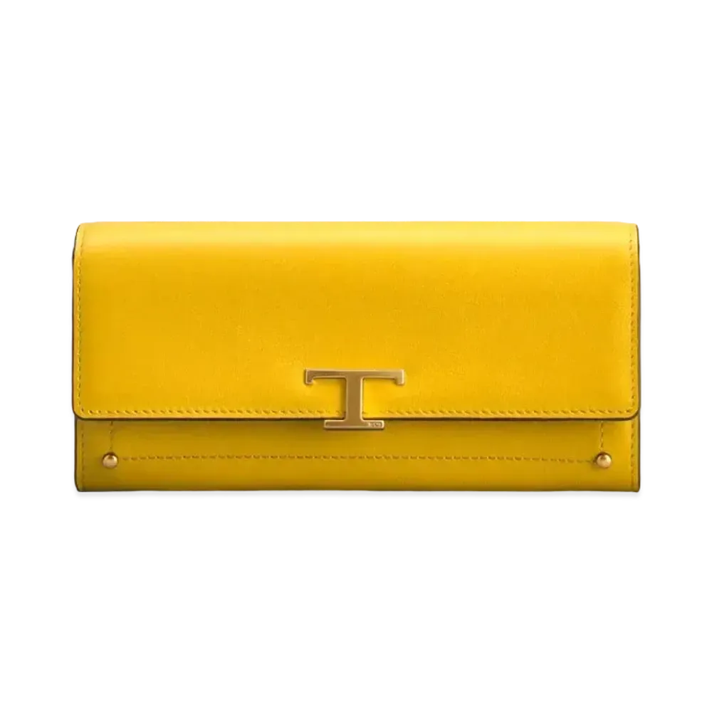 TOD'S T Timeless Wallet In Leather "Yellow"