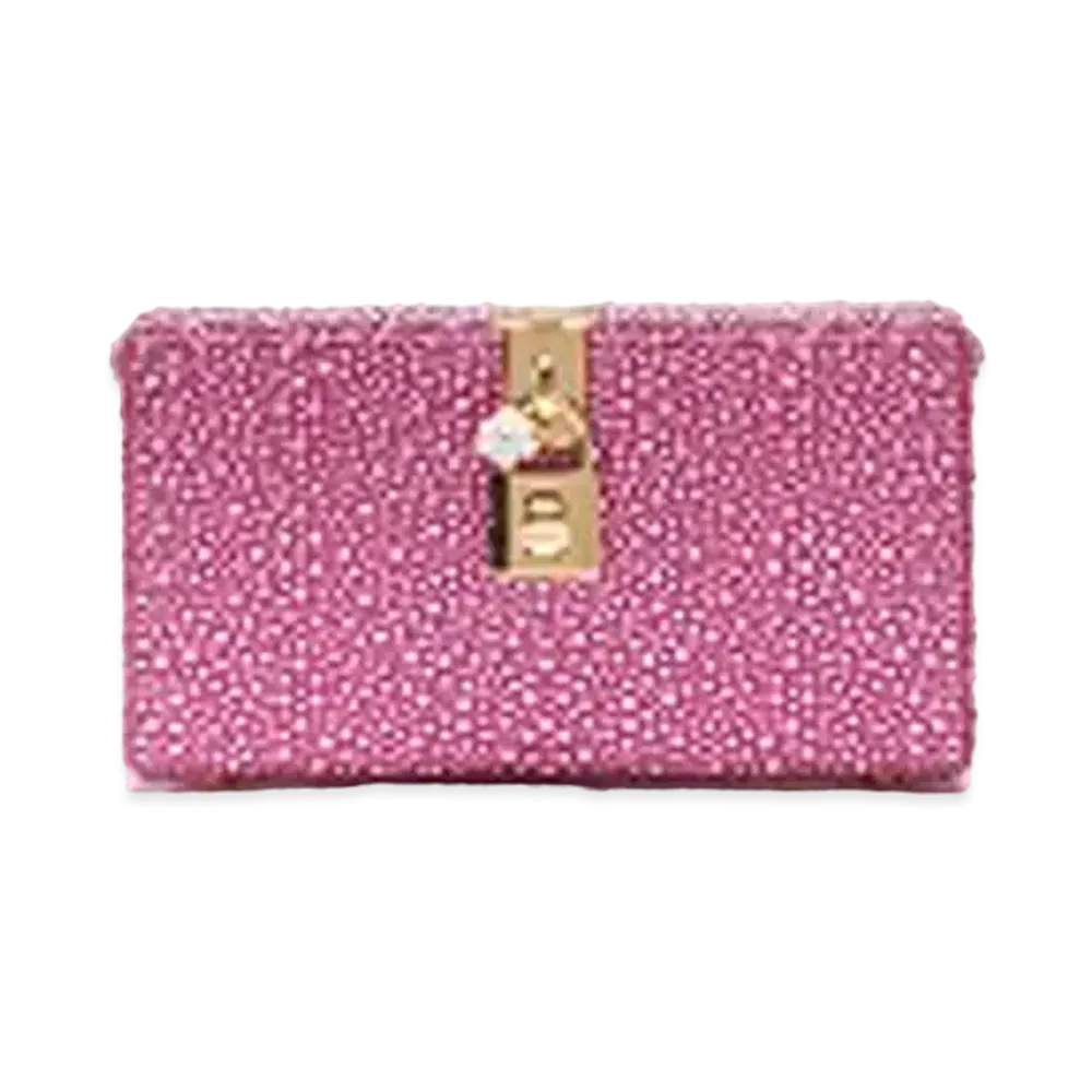 Dolce&Gabbana Dolce Box Clutch Bag Heat Apply Rinstone "Flower Print"