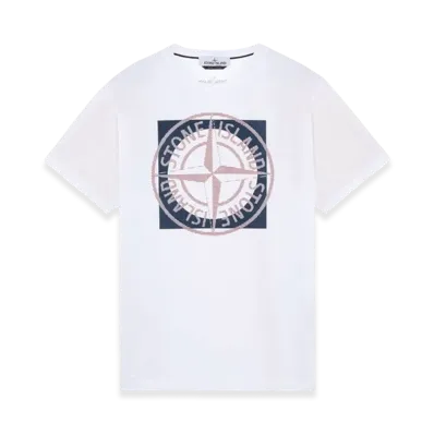 Stone Island 2NS93 Cotton Jersey Garment Dyed Tricromia Two T-Shirt - 22SS "White"