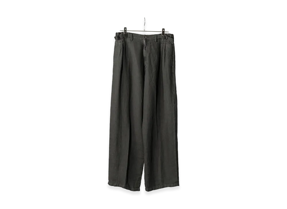 ANCELLM Belted Linen Tuck Slacks "Black"