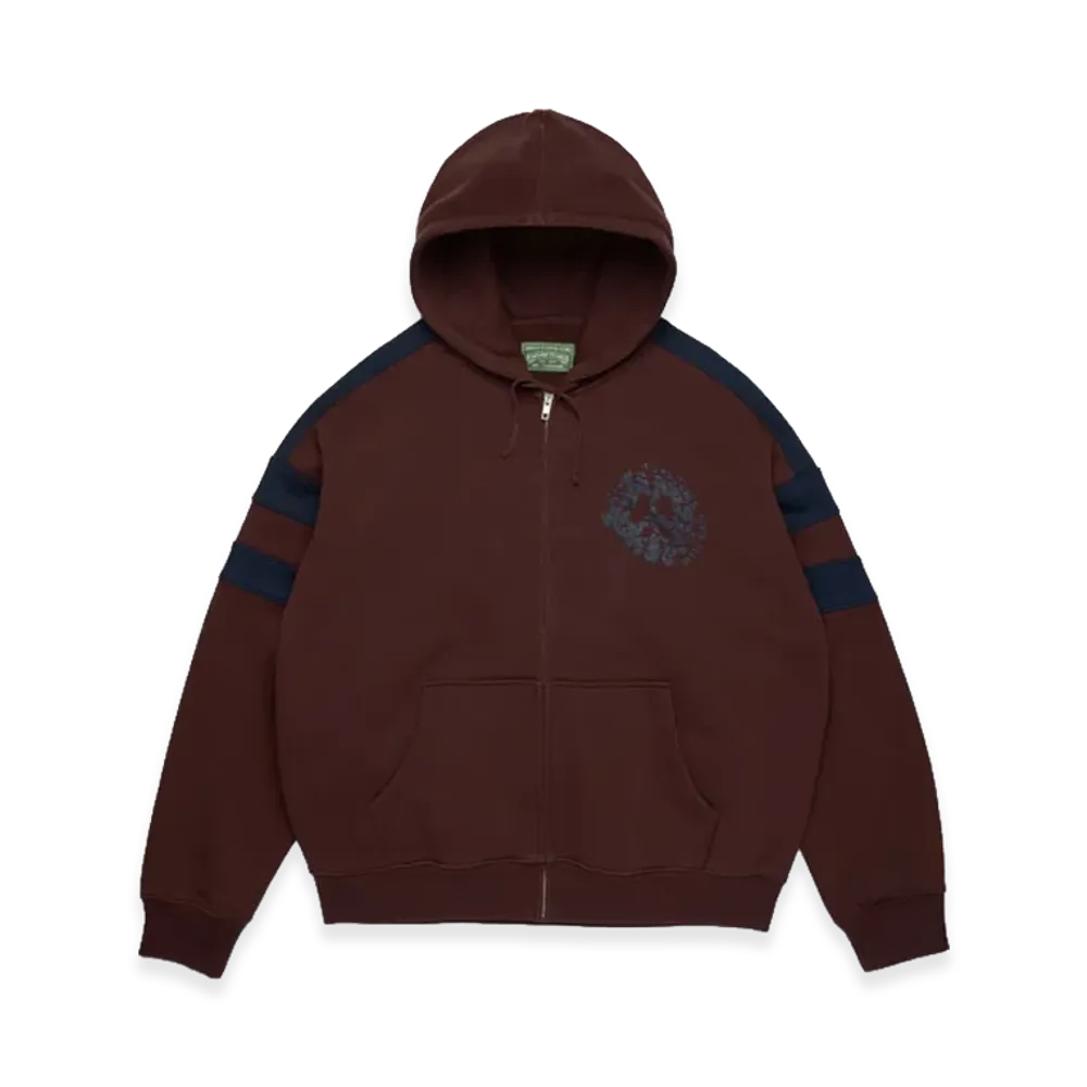 DENIM TEARS Denim U Paneled Zip Hoodie "Brown"