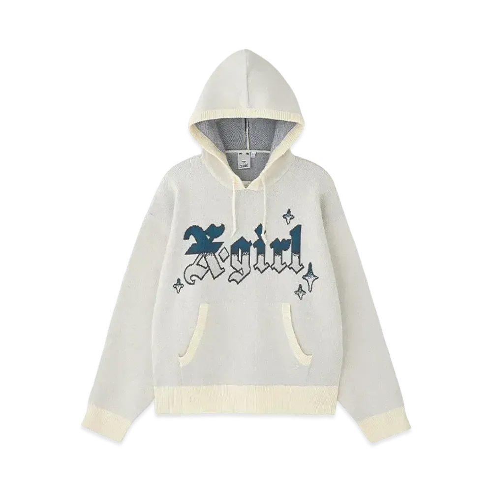 X-Girl Gradient Logo Jacquard Knit Hoodie "White"
