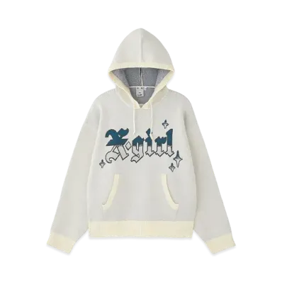 X-Girl Gradient Logo Jacquard Knit Hoodie "White"