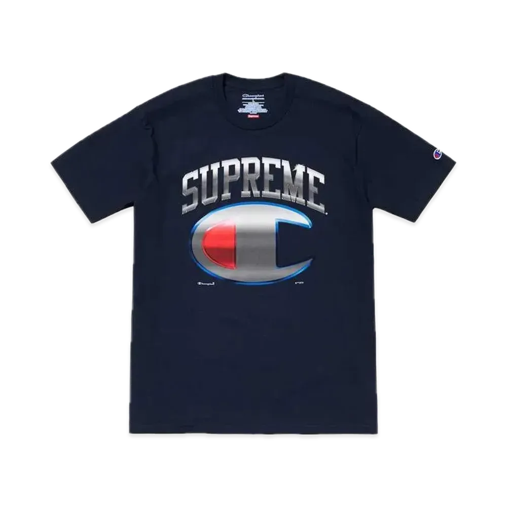 シュプリーム x チャンピオン クローム S/S トップ "ネイビー"
