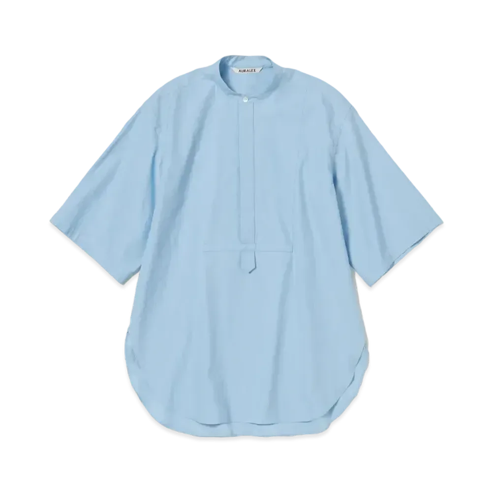 AURALEE Washed Finx Twill Half Sleeved P/O Shirt "Sax Blue"