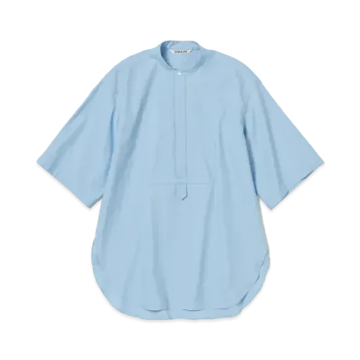 AURALEE Washed Finx Twill Half Sleeved P/O Shirt "Sax Blue"