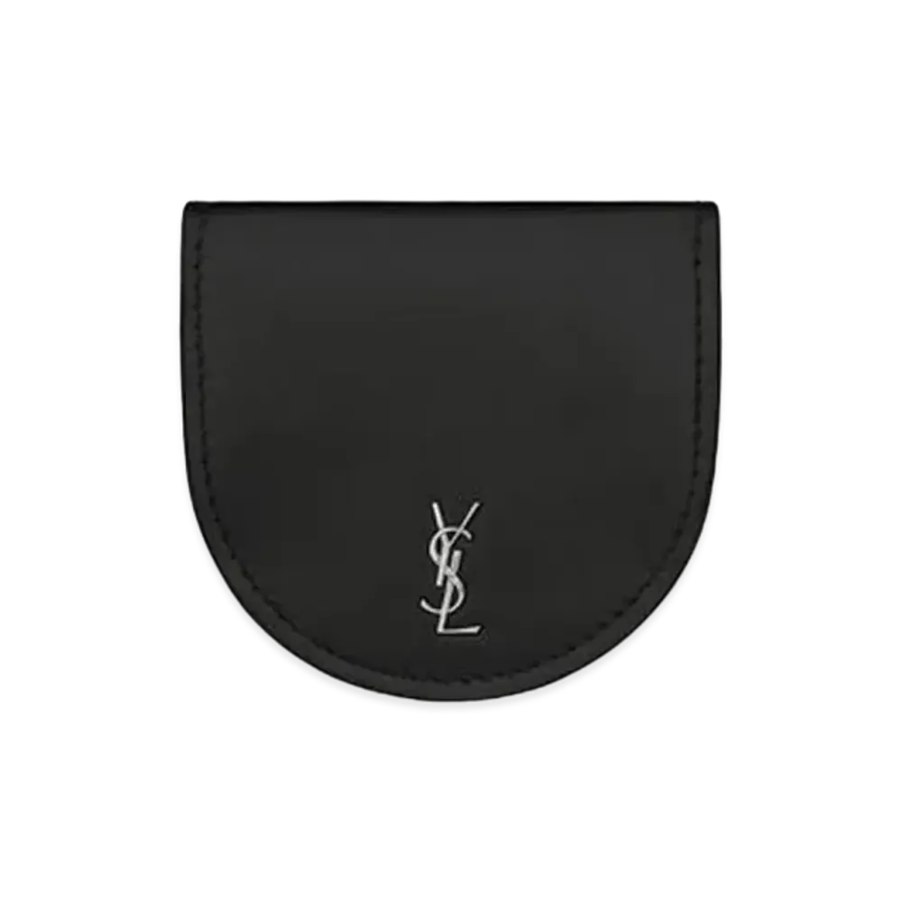 SAINT LAURENT Tainy Monogram Coin Purse "Black"