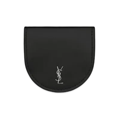 SAINT LAURENT Tainy Monogram Coin Purse "Black"