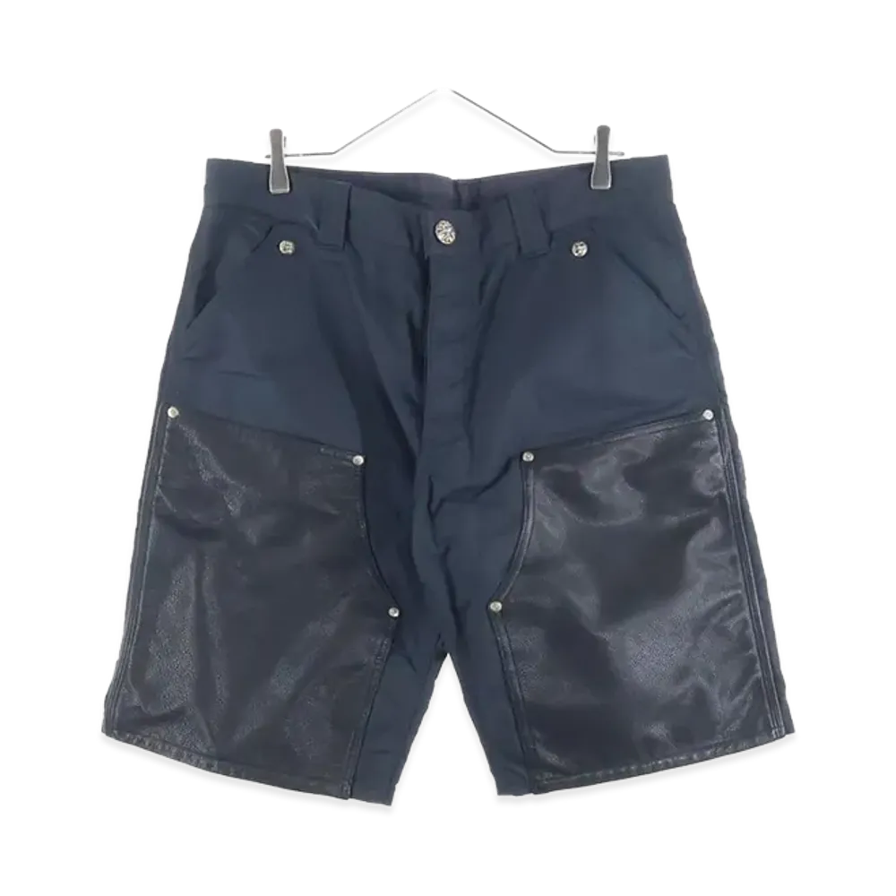Chrome Hearts Cross Patch Leather Nylon Carpenter Shorts "Navy/Black"