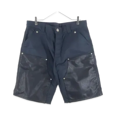 Chrome Hearts Cross Patch Leather Nylon Carpenter Shorts "Navy/Black"