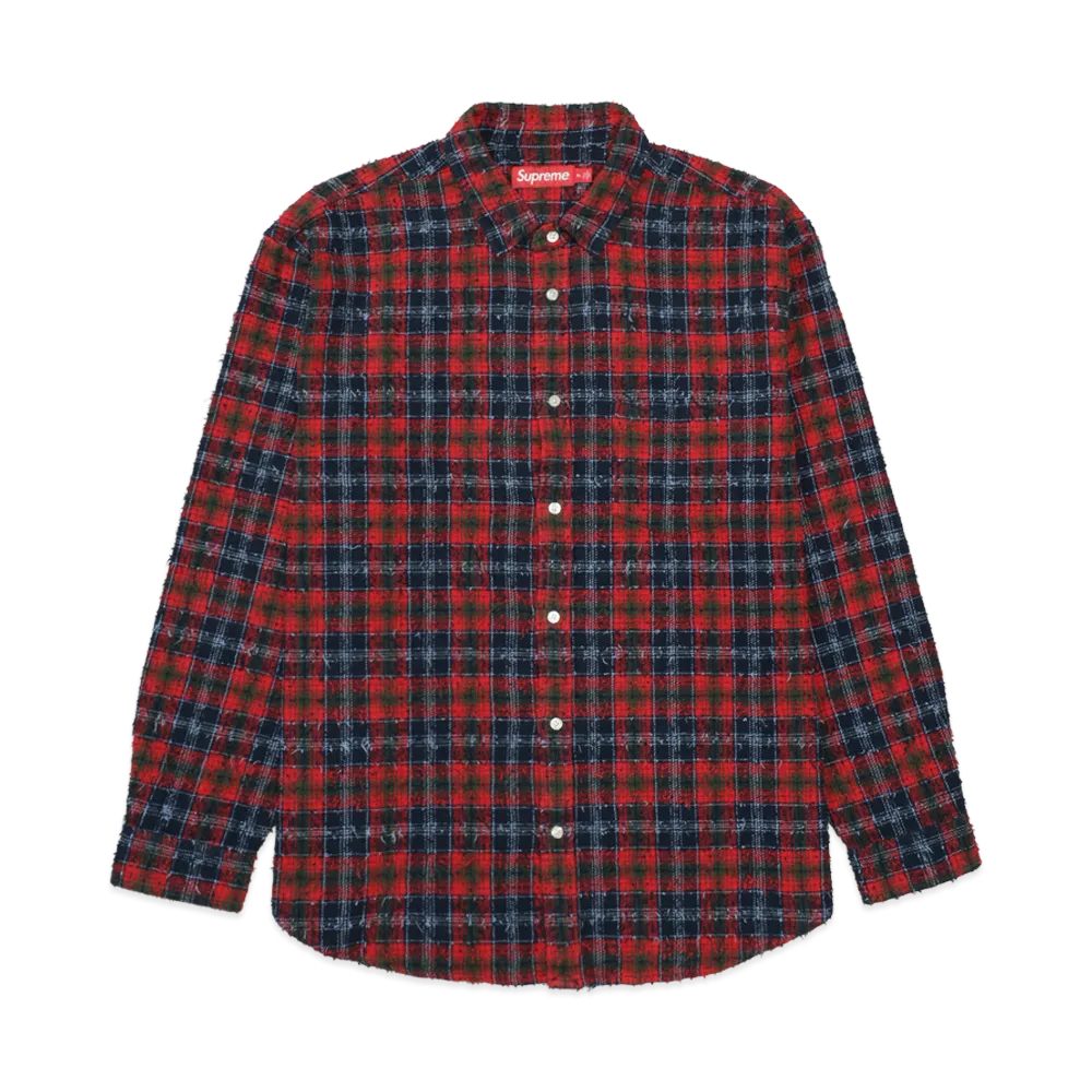 Supreme Frayed Textured Plaid Shirt "Navy"