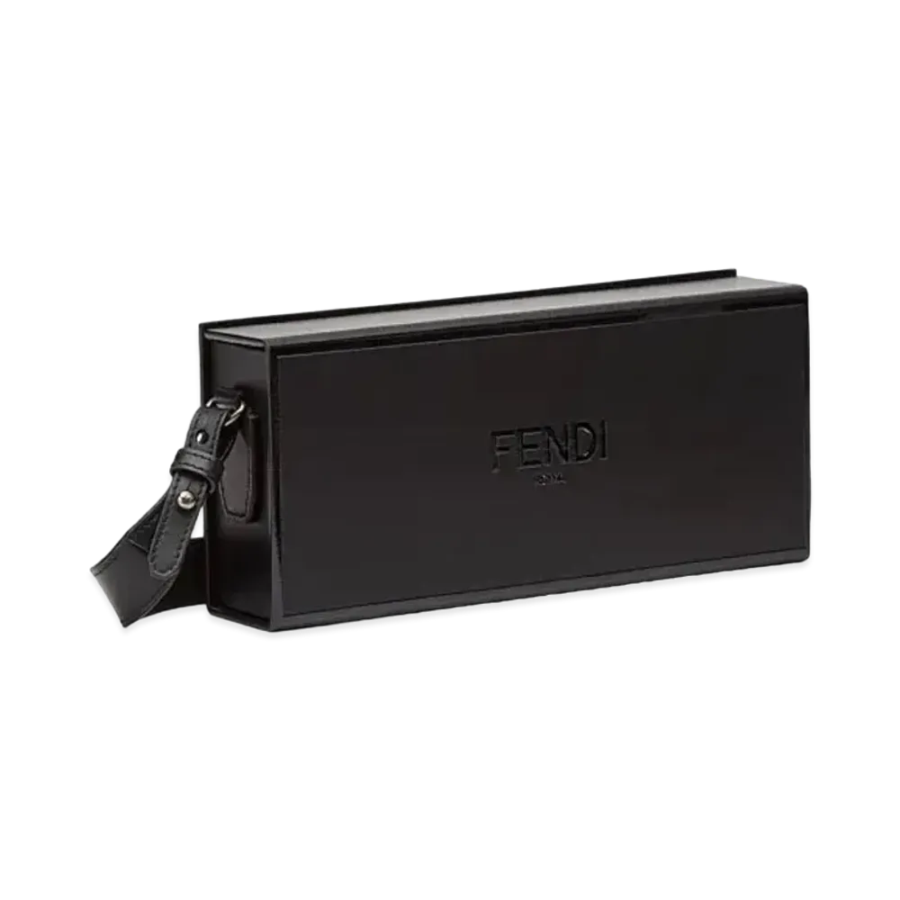 FENDI Horizontal Box Leather Bag "Black"