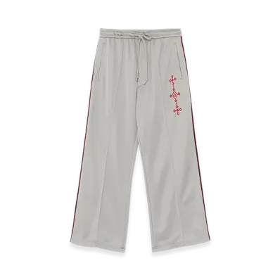 S'YTE Pe/Smooth Jersey Geometric Pattern Embroidery Side Tape Line Flare Pants "Gray"