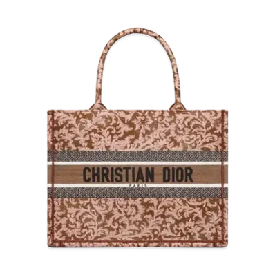 Dior Medium Dior Book Tote Dior Brocart Embroidery "Metallic Pink"