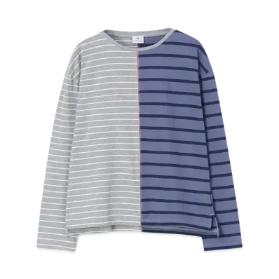 Paul Smith Women's Relaxed Border Long Sleeve T-Shirt "Gray"