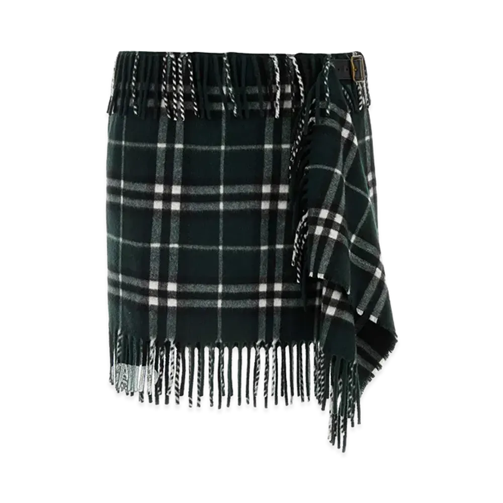 Burberry Women's Embroidered Wool Blend Mini Skirt "Green"