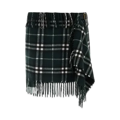 Burberry Women's Embroidered Wool Blend Mini Skirt "Green"