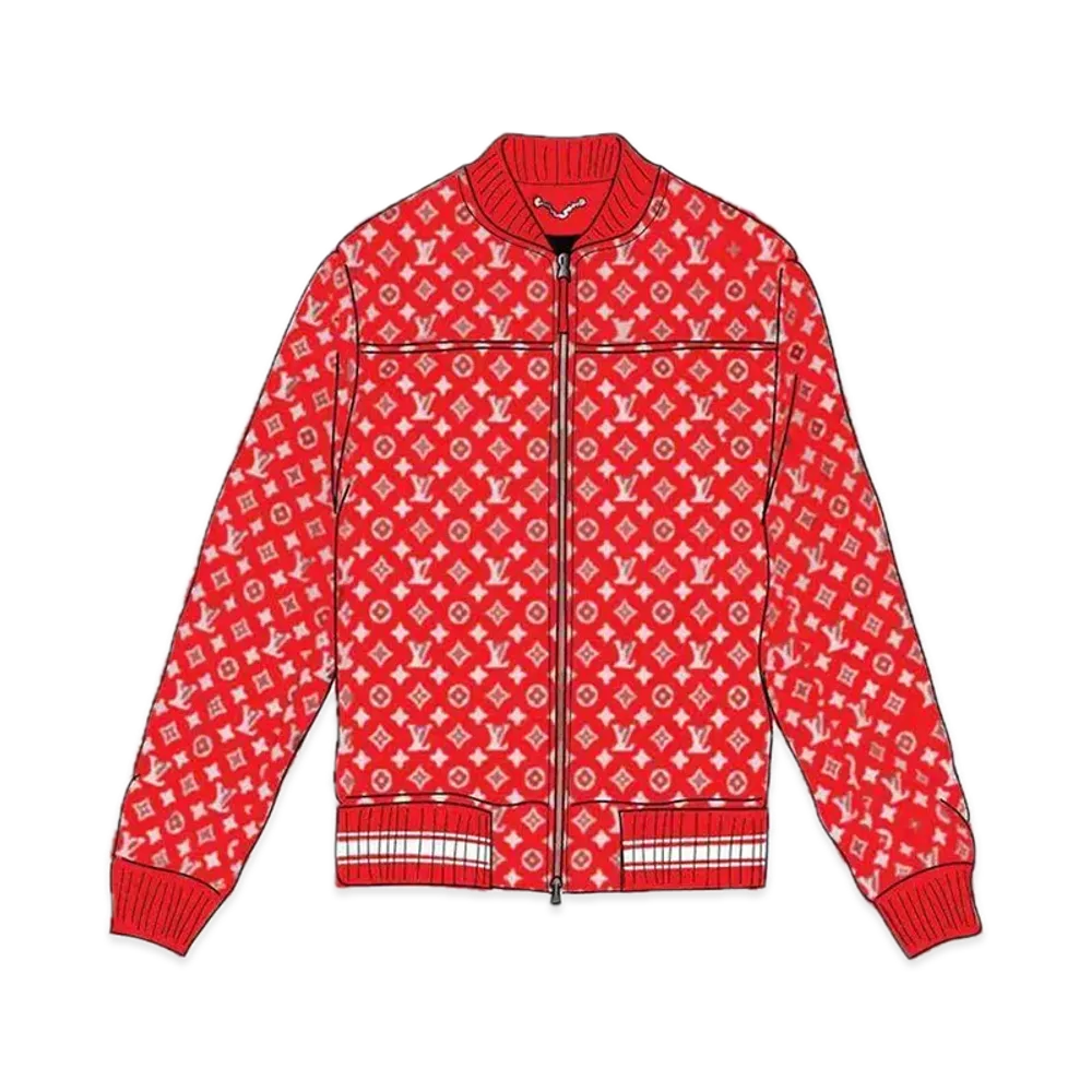 Supreme x Louis Vuitton Leather Baseball Jacket "Red"