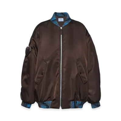 PRADA Women's Re-Nylon Bomber Jacket "Brown/Blue"