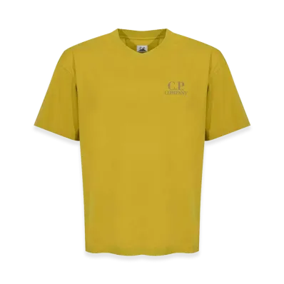 C.P. Company Antique Moss Cotton Jersey Logo T-Shirt "Mustard"