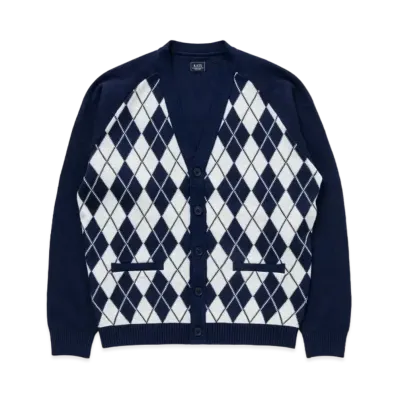 RATS Argyle Cardigan "Navy"