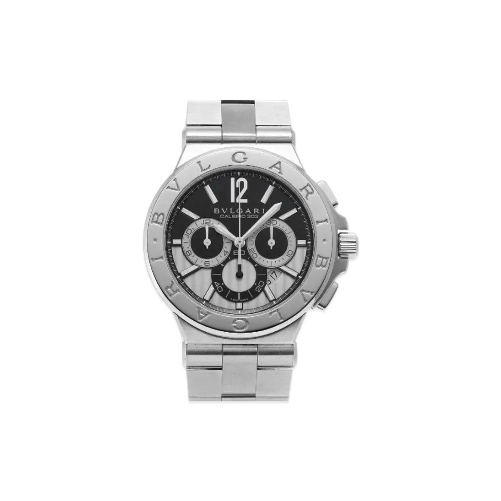 BVLGARI Diagono Calibro303 "Black/Silver/Stainless Steel/Silver"