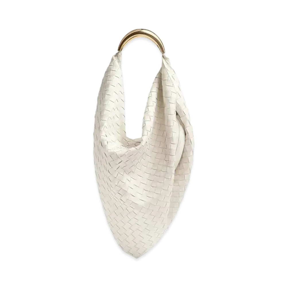 Bottega Veneta Metal Handle Intrecciato Bag "Chalk"