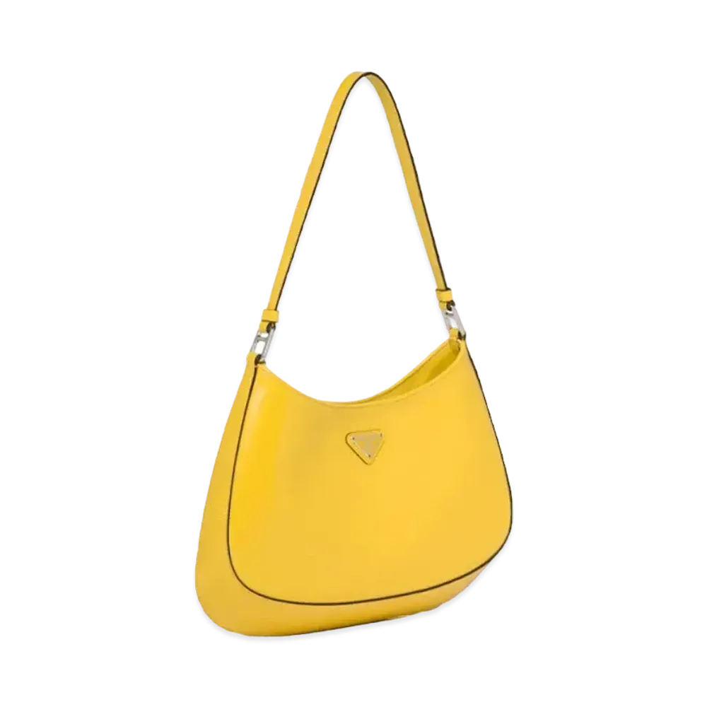 PRADA Cleo Brushed Leather Shoulder Bag "Bright Yellow"