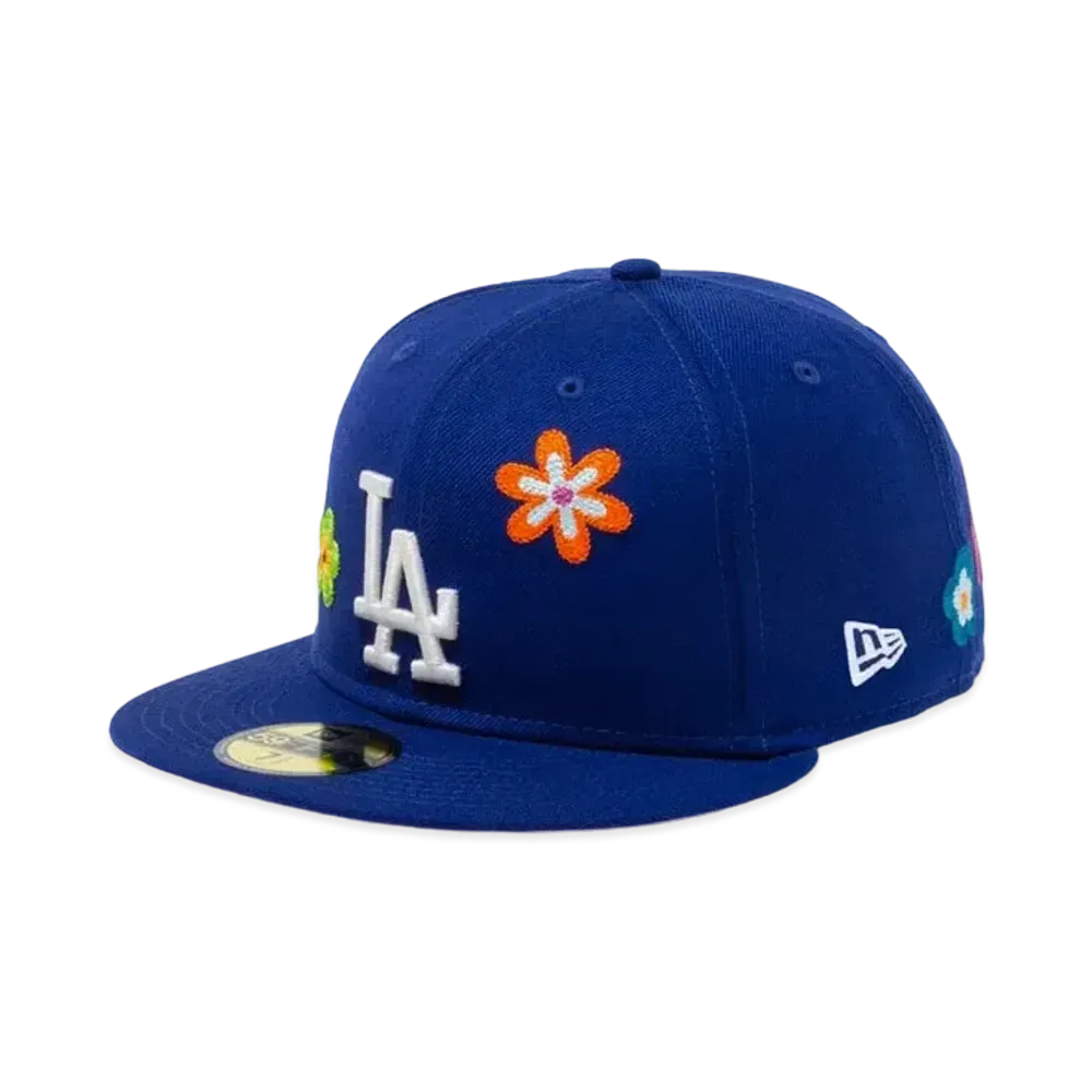NEW ERA 59FIFTY Chain Stitch Floral Los Angeles Dodgers Pink Under Visor "Blue"