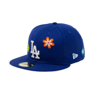 NEW ERA 59FIFTY Chain Stitch Floral Los Angeles Dodgers Pink Under Visor "Blue"
