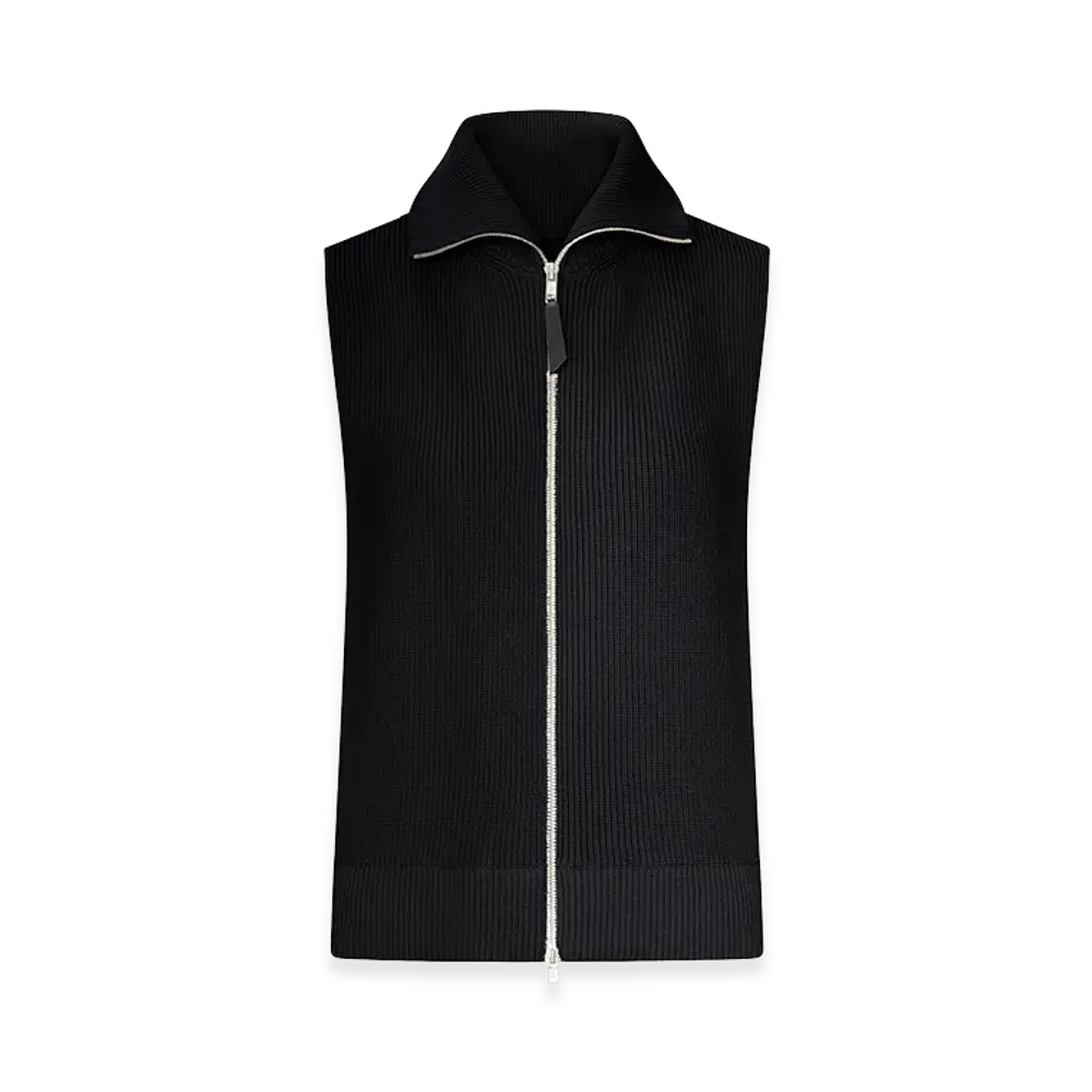 Maison Margiela Women's Ribbed Knit Zip-Up Vest "Black"