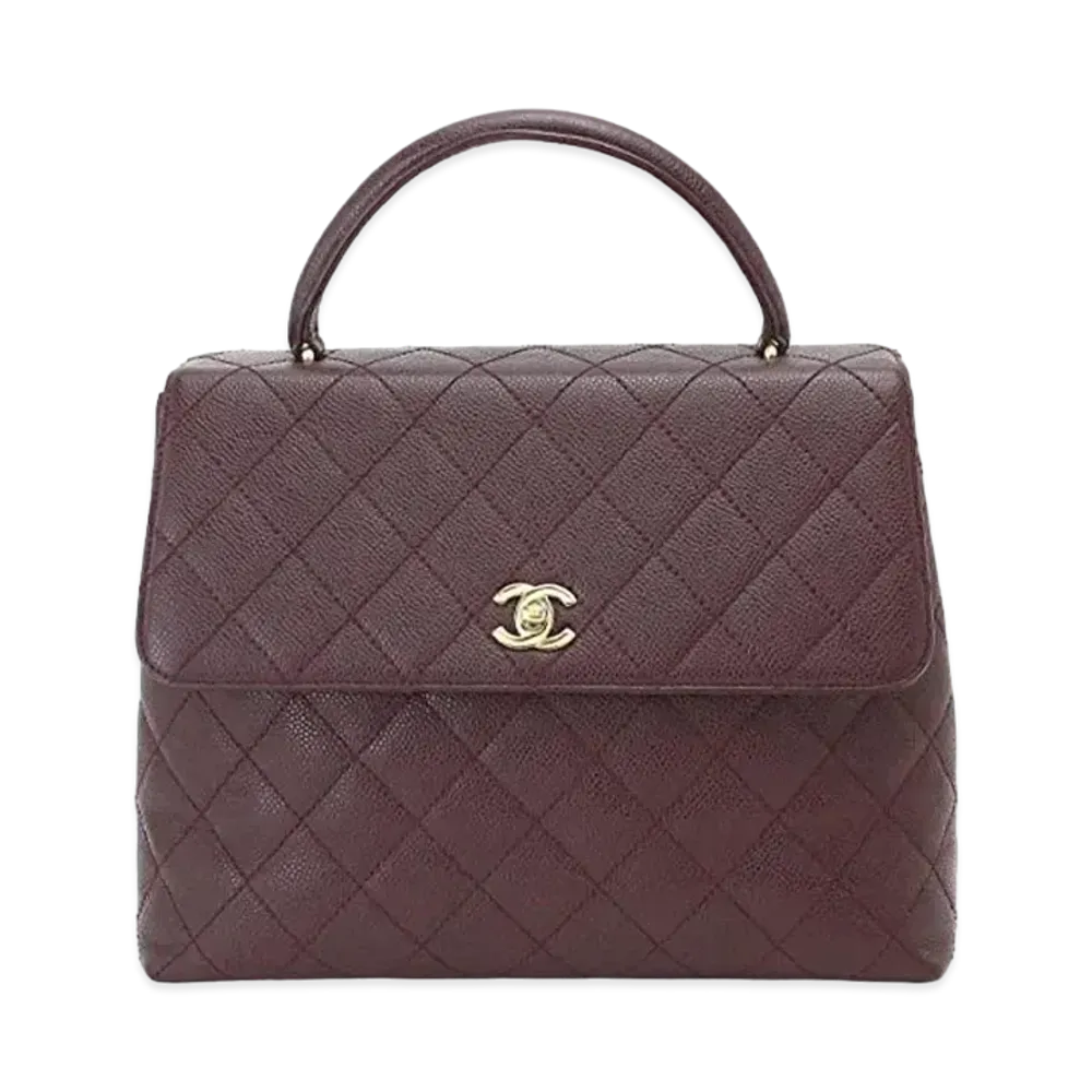 CHANEL Caviar Skin Matelasse Hand Bag "Bordeaux"