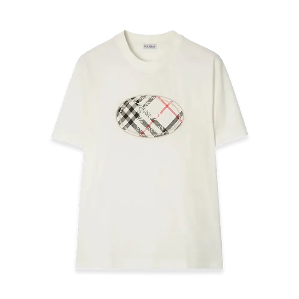 Burberry Knight Check Print Cotton T-Shirt "White"
