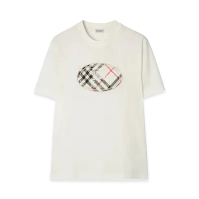 Burberry Knight Check Print Cotton T-Shirt "White"