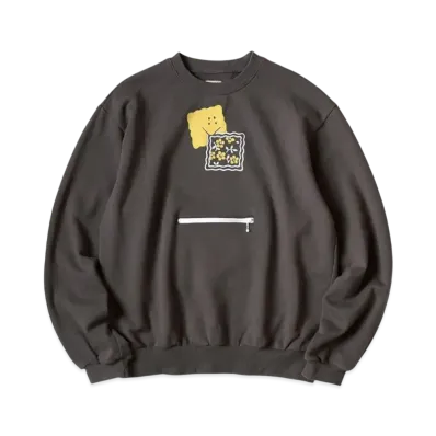 KAPITAL 30/- Fleece Cookie Pocket Crew Sweat "Charcoal"