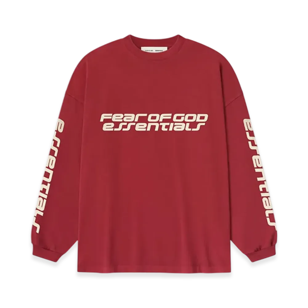 FEAR OF GOD ESSENTIALS 90's Long Sleeve Tee "Crimson"