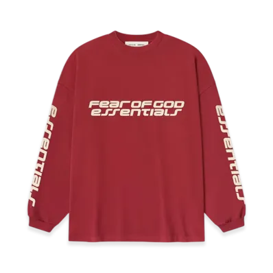 FEAR OF GOD ESSENTIALS 90's Long Sleeve Tee "Crimson"