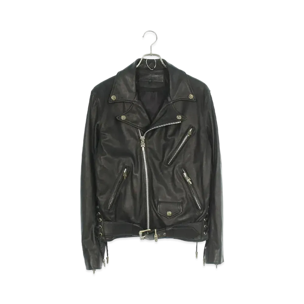 Chrome Hearts x COMME des GARCONS JJ Dean VJ Snap Dagger Zip Riders Leather Jacket DSMG Limited "Black/Silver"