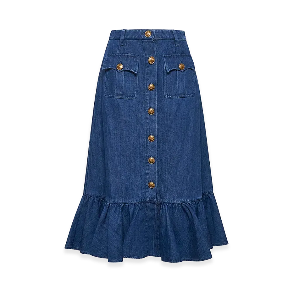 Valentino Women's Denim Midi Skirt "Blue"