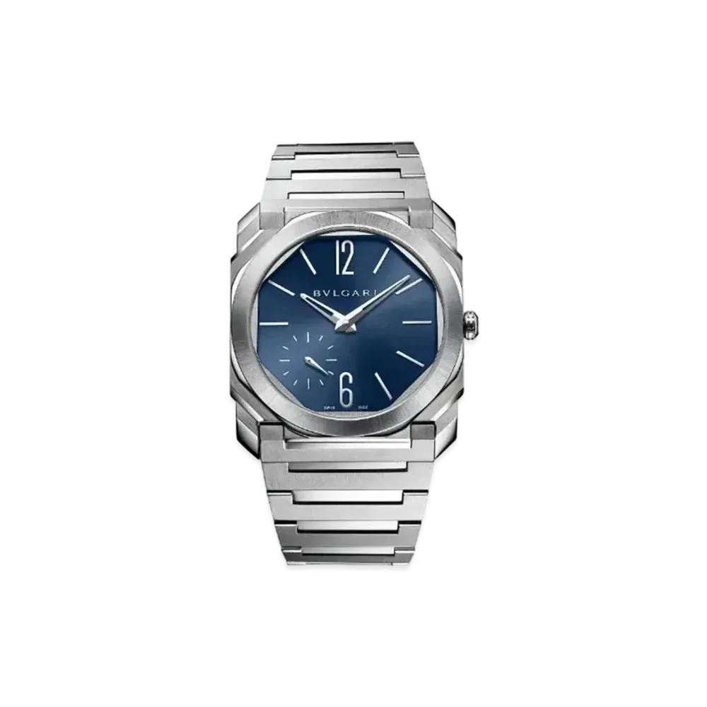 BVLGARI Octo Finissimo Watch "Silver/Blue"