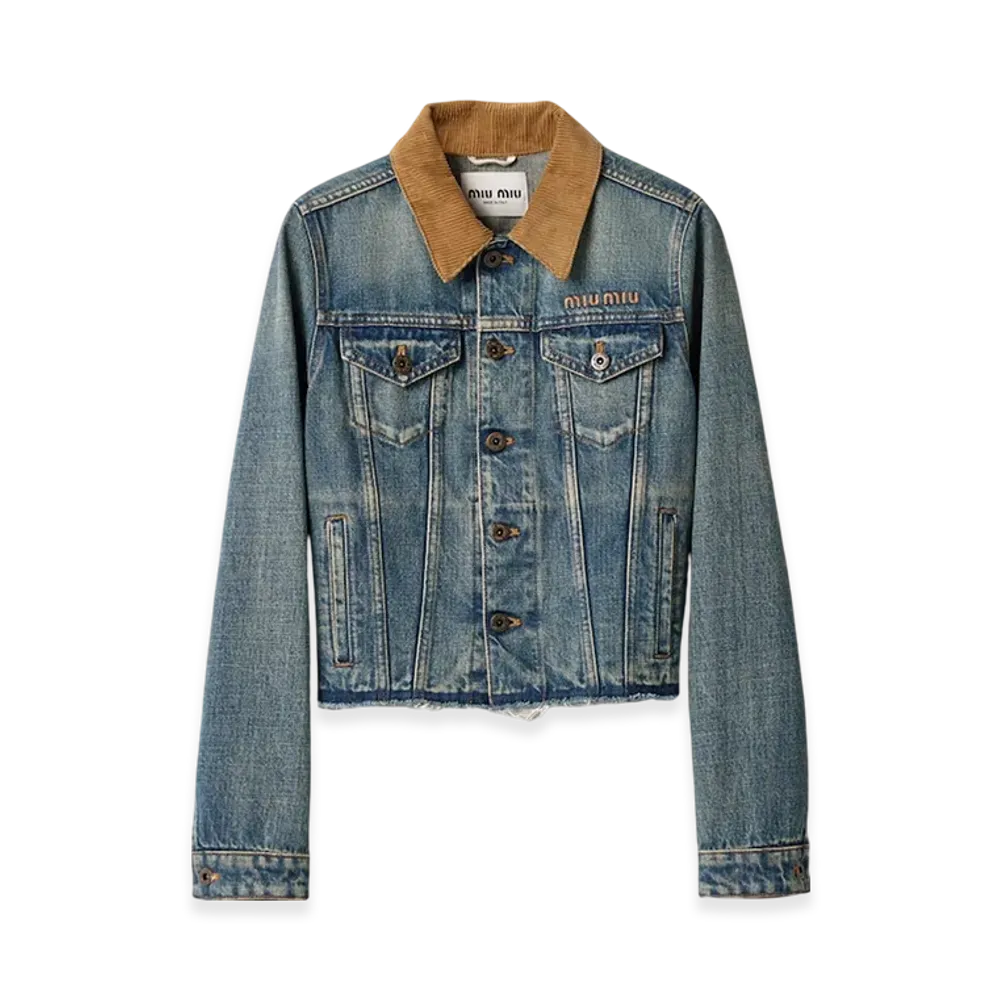 MIU MIU Women's Denim Blouson Jacket "Blue"