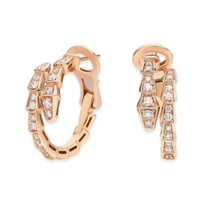 BVLGARI Serpenti Viper Earrings Diamonds "Pink Gold"