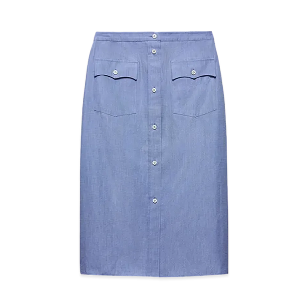 PRADA Women's Fil A Fil Skirt "Sapphire Blue"