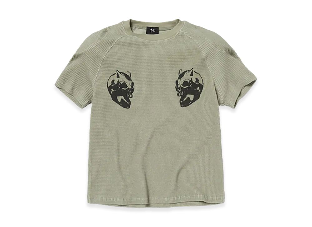 THUG CLUB Bulk Shoulder Waffle T-Shirt "Khaki"