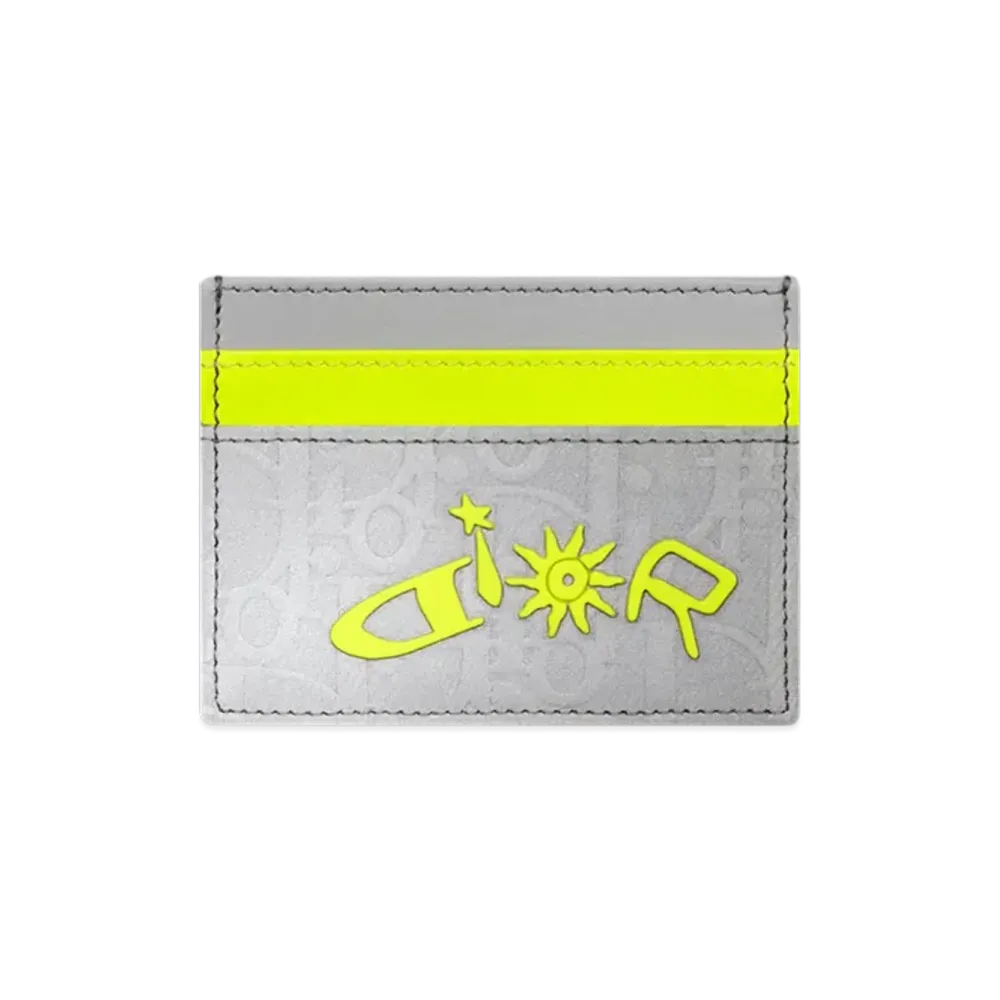 Dior x Lewis Hamilton Card Holder in Dior Oblique Reflector Nylon "Silver/Yellow"