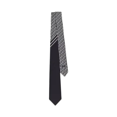 Dior Striped Dior Oblique Tie Silk "Black/White/Gray"